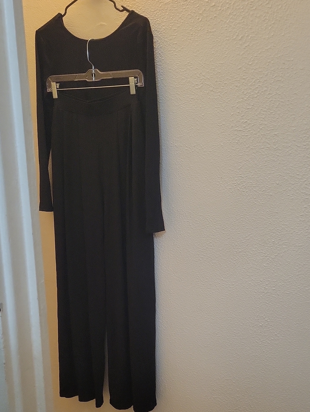 Black Women's Wide-Leg Jumpsuit - Classic Long Sleeve
